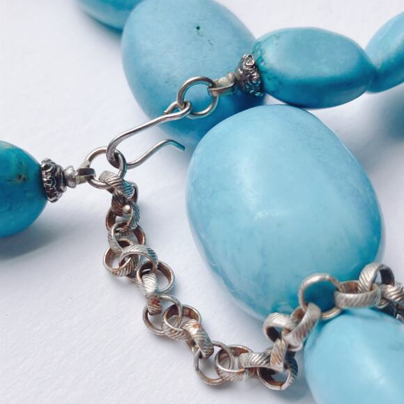 Vintage Turquoise (Reconstituted) Necklace, Southwestern Beaded Adjustable 1990s - Picture 10 of 10